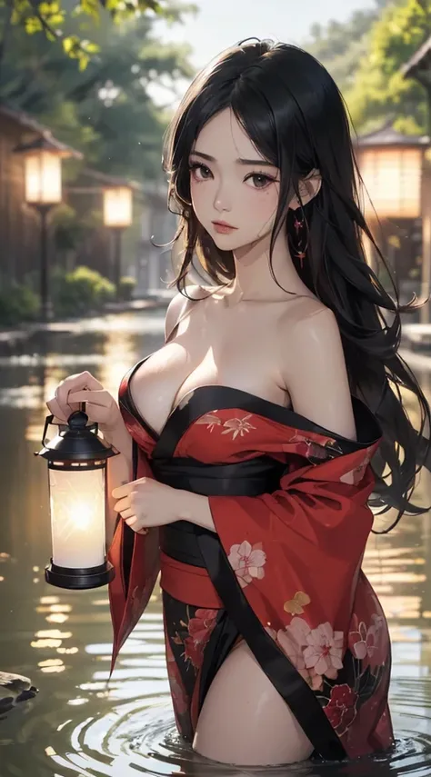 (((8k wallpaper of extremely detailed CG unit, ​masterpiece, 超A high resolution:1.2, top-quality:1.2, masutepiece))), ((extremely beautiful lady, Small:1.6, face is facing forward, lying in the water, sad Facial expression)), ((extra detailed face, Highly ...