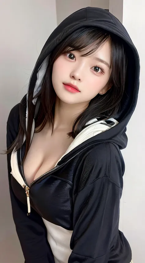 Close up portrait of woman in hoodie posing for photo, beautiful Korean women, Gorgeous young Korean woman, Korean Girl, girl wearing hoodie, Beautiful Asian Girl, Beautiful young Korean woman, gorgeous chinese model, black haired girl wearing hoodie, girl...