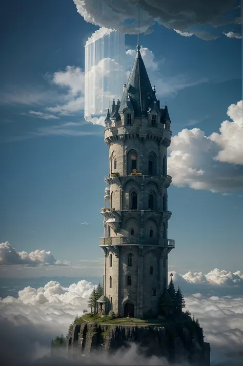 Airborne Observatory in the Cloud Kingdom:

    Prompt: "Bring to life the ethereal elegance of a wizards tower suspended within perpetual clouds. Emphasize the use of semi-translucent materials for the walls, and create a dynamic scene with a billowing ca...