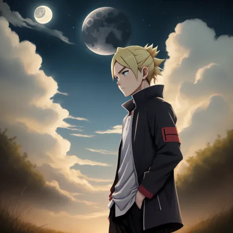 Boruto no time Skip, looking at the moon with the feeling of being alone