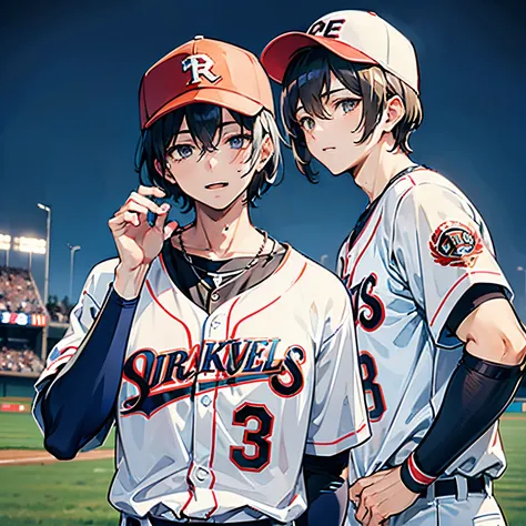 Baseball Player　shoun　Handsome face　Refreshing look　Bery short hair　Patchy eyes