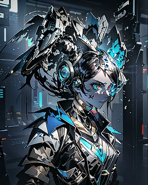 there is a woman with a futuristic head and a sci - fio, cyberpunk art inspired by Marek Okon, cgsociety contest winner, afrofuturism, cyborg - girl, cyborg girl, beutiful girl cyborg, portrait of a cyborg queen, cute cyborg girl, digital cyberpunk anime a...