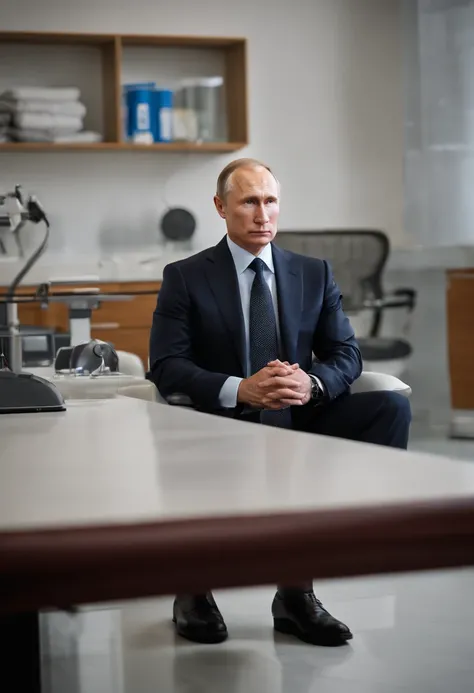 A photo of Putin visiting a scientific research facility,original,Vladimir Putin, the Russian President, presents a carefully crafted image: he is typically seen with a short, neat haircut and a lean, athletic physique, often dressed in suits that project ...