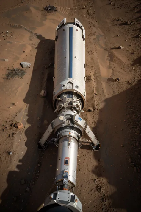 On Mars，A giant cutting-edge robotic arm is working on the fly。Metallic glossy texture，Astronauts spread out on the surface of Mars。Bright picture,droid,starrysky,In the daytime,Explore vehicle details,ultra-wide-angle,viewed from birds-eye,High realism,li...