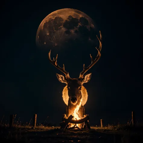 Corpse deer, burning moon