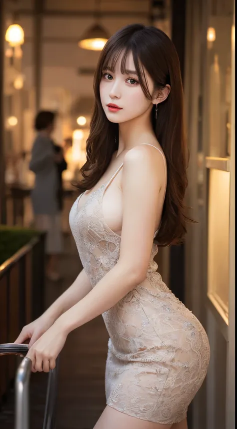 masutepiece, Best Quality, Illustration, Ultra-detailed, finely detail, hight resolution, 8K Wallpaper, Perfect dynamic composition, Beautiful detailed eyes ,Tight Dress、Sexy face，Perfect beautiful hands、beautiful realistic face,beauty legs，Authentic photo...