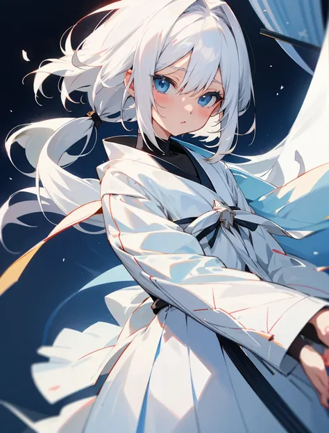 White-haired anime two-dimensional beautiful girl