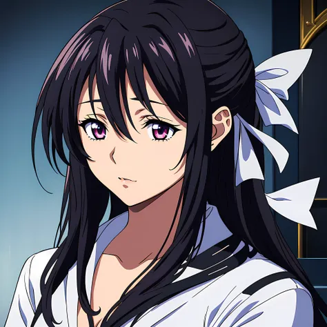 1 girl (akeno himejima), doctor, (beautiful eyes finely detailed, detailed face, black hair, long hair), medical outfit, big bre...