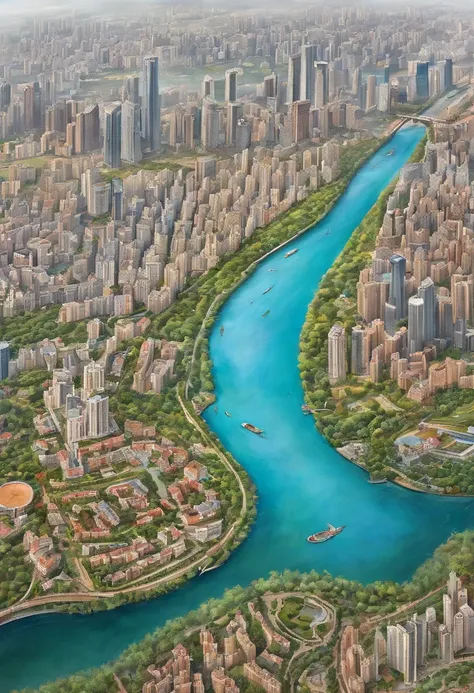 Aerial view of city with river and park, Tourist attractions, shenzhen, Wonderful, Dalian, guangjian, 城市, big breasts enchanting, High quality images&quot;, Shangye Park, beautiful surroundings,  Thrilling, A big one, unparalleled views, tmasterpiece&#39;,...