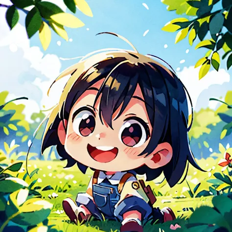 masterpiece, best quality,(best-quality:0.8), Perfect anime illustration of a child, smiling, looking at the camera, outdoors