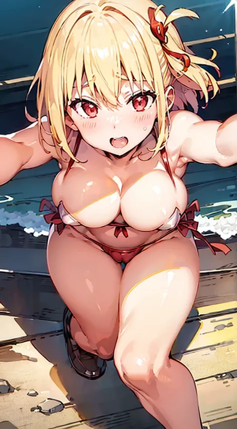 (Photoshopped Drawing:1) of (Illustration:1.6), (highres, best quality), masterpiece, 1girl, (symmetrical breasts), sunbeam, god rays, ambient lighting, medium breasts, oppai, gazing eye, unreal engine 5, immaculate detail, ultra detailed, hyper refined, u...