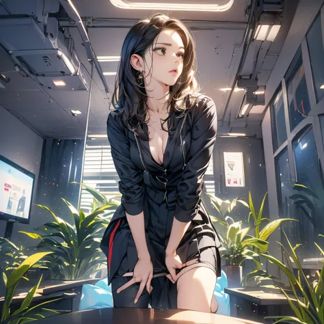 (looking away, shift off center, cinematic perspective), 1woman, (((X stands for the corner edge of a big TV in this prompt))), (((straddling on X))), (((orgasm face))), ((wearing business suit)), small earrings, small breast, (open her legs), tight skirt,...