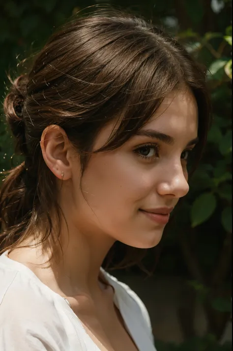 A Young Italian woman profile potrait picture smiling