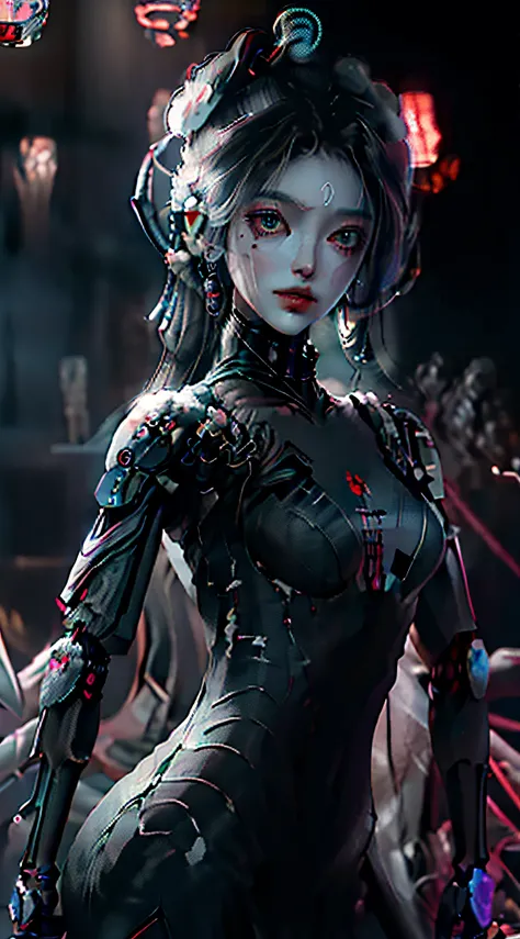 VeronicaCipher  aliens, horror, dark  ((biomechanical )),solo,full body,(machine made joints:1.2),((biomechanical limbs)),(blood vessels connected to tubes),(mechanical vertebra attaching to back),((mechanical cervial attaching to neck)), a half body portr...