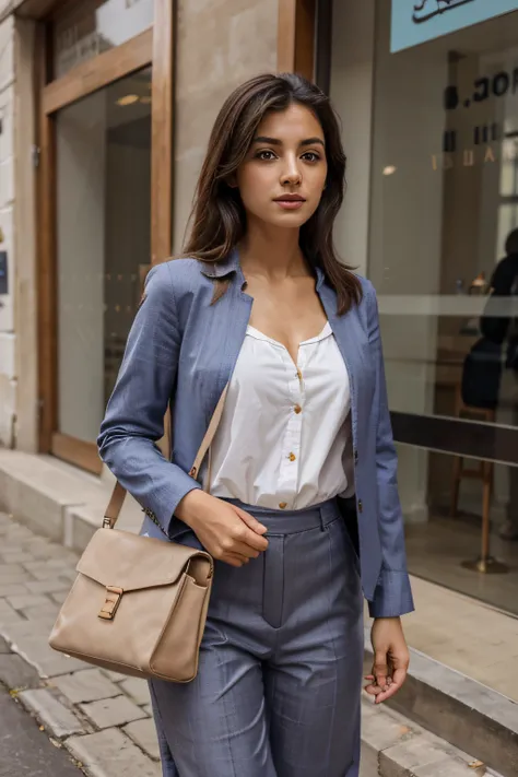 je veux une fille belle ,adorable, well dressed, mais une chemise ,un pantalon ,une veste ;a bag that drinks a coffee with an Arabic visit