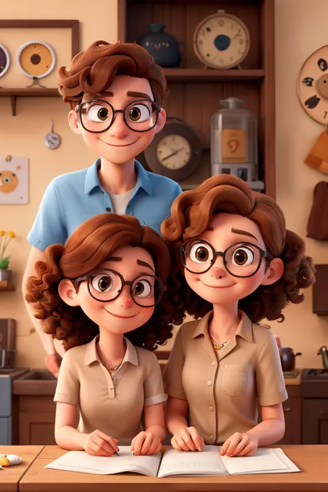 Couple who owns a pet shop with the pet shop divina ration logo.The woman has light brown curly hair, light eyes and wears prescription glasses..