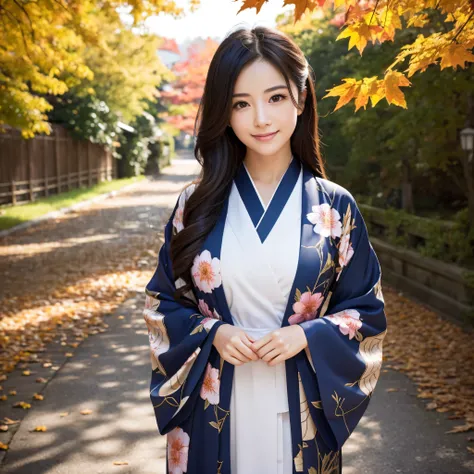 (Super beautiful woman in kimono)、((best qualtiy、8k masterpieces:1.3))、foco nítido:1.2、(ultra beautiful faces:1.0)、(shinny skin:1.0)、photos realistic、A dark-haired、Video Lighting、High-definition eyes and face、Video Lighting、Japanese actressl、from the front...