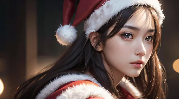 (Santa Cos:1.3)、Christmas、a beautiful detailed girl、extremely detailed eye and face、beatiful detailed eyes、hight resolution、hight resolution、8k wallpaper、finely detail、A highly detailed,8k wallpaper、Light on the face、电影灯光、(photorealisim:1.4)、​masterpiece