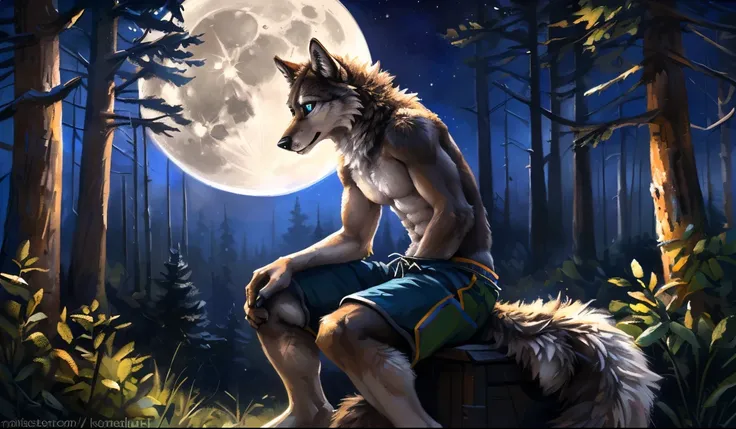 ((Solo)), male people, anthro wolf, (Multi-colored fur, White-brown:1.3, White tail pointed), (Height 2.3 meters,Tail length 1.2m), ((Wolf face, White hair, Big eyes, White eyelids, Blue pupil, Slim:1.2) (Tough, Calm expression:1.2)), Abs, Slim, pinging)),...