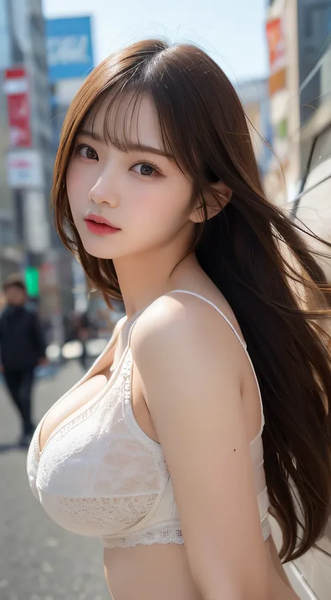 finely detail, hight resolution, hightquality、Perfect dynamic composition, Beautiful detailed eyes, Medium Hair,Natural Color Lip,Kamimei、Shibuya、20 years girl、1 persons、Transparent skin、Glowing hair、masutepiece, Best Quality, Illustration, Ultra-detailed,...