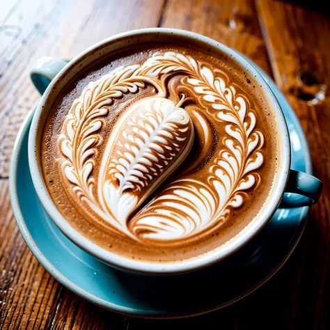 use latte art in the white form:1.5, butterfly art, a few cups of coffee:1.3, intricate illustration, delicate linework, fine de...