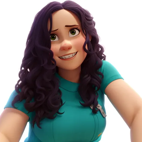 Uma garota com cabelos encaracolados, estilo Disney Pixar, alta qualidade, melhor qualidade.