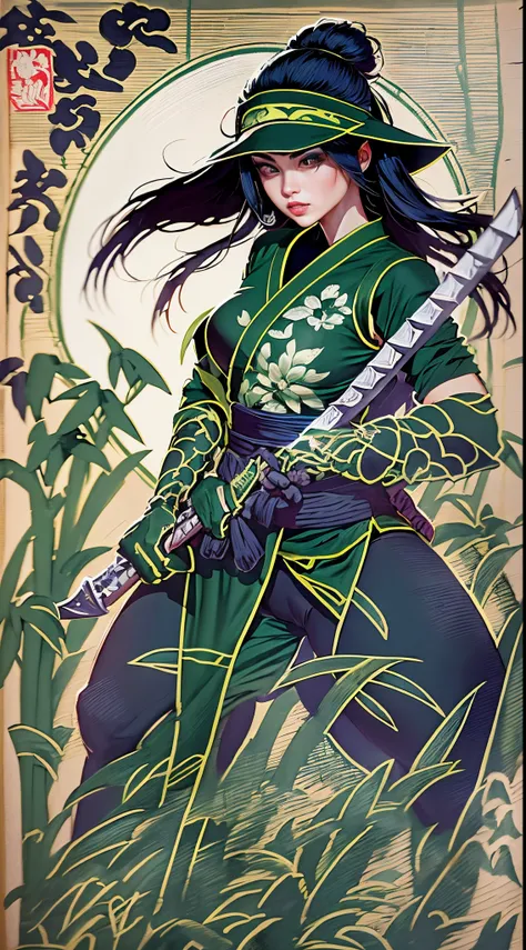 akali, a lithe and agile ninja, gracefully navigating a moonlit bamboo forest, her silhouette casting shadows on the ground. the...