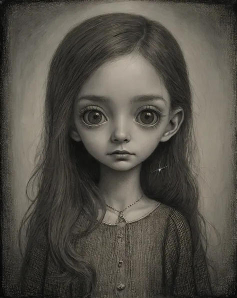 Un primer plano de un dibujo de una hermosa mujer, inspirado en Santiago Caruso, inspirado por Alfred Kubin, Estilo Mark Ryden, Mark Ryden en el estilo de, alien portrait, Old - Dark School Fantasy Art, Retrato de un duende, Anton Semenov, portrait of a sp...