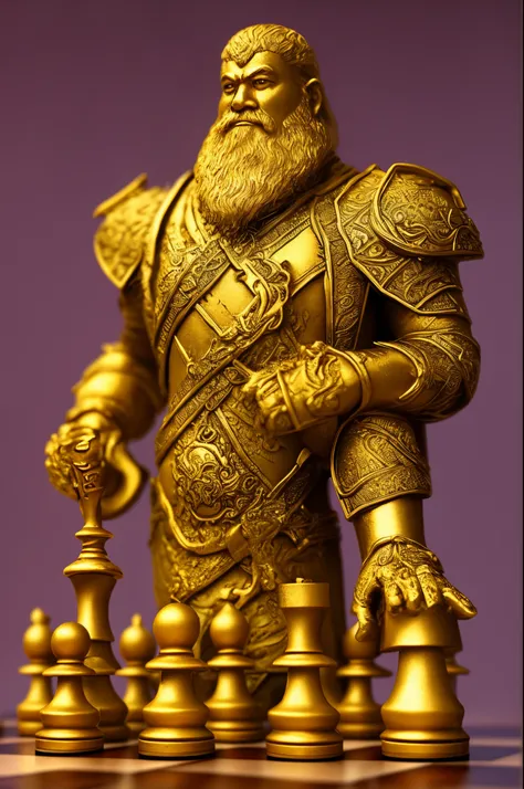 Chess  as golden men warrior . 8k .