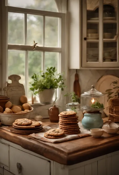 A cozy corner of the kitchen filled with the warm aroma of freshly baked cookies and a vintage recipe book open on the countertop.,original,Like your grandma