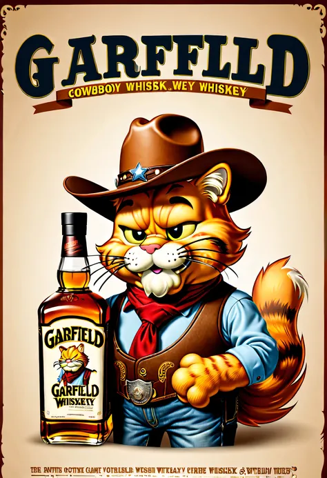 Brand advertising，Creative poster，Cowboy Garfield Whiskey，