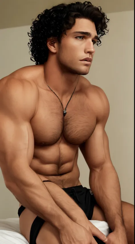 Dean Sinclair, hazel eyes, black curly hair, strong jawline, switch, cuban, male