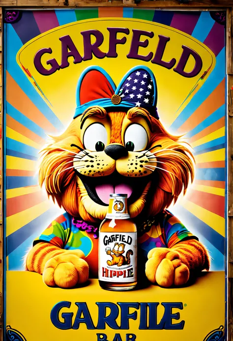 Brand advertising，Creative poster，Garfield Hippie Bar，