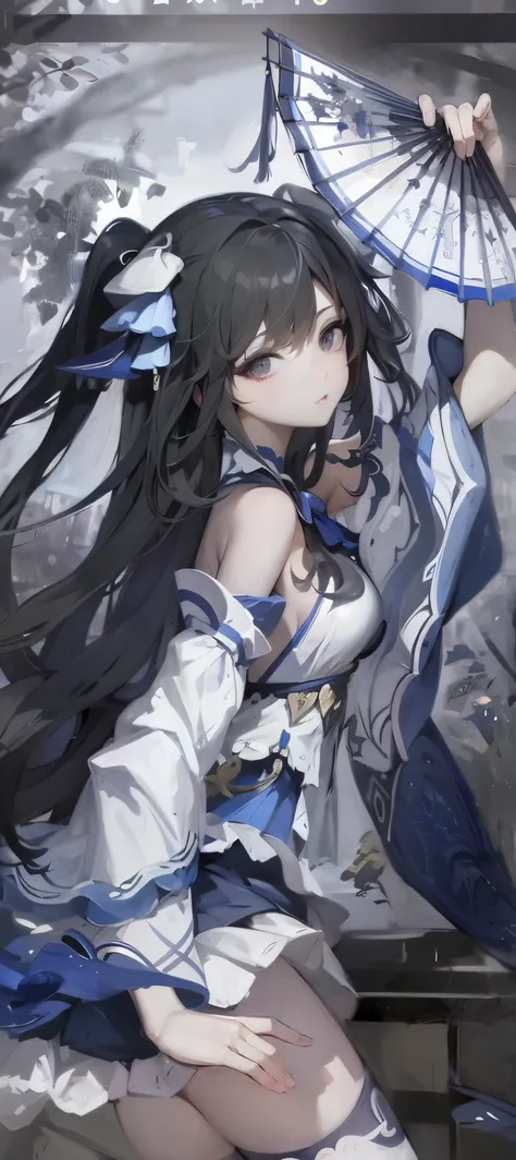 Anime girl with long black hair holding a blue umbrella, Starting from the night of the ark, guweiz, Cute anime waifu wearing nice clothes, anime goddess, Beautiful anime girls, Detailed pubic hair. Girl Front, detailed anime art, azur lane style, loli in ...