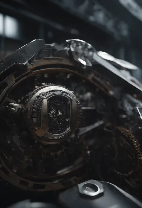 Envision a cinematic scene showcasing an Autonomous Mobile Robot (AMR) of unparalleled complexity, emphasizing extreme micro-details of its internal mechanisms, including intricate gears, cables, and wire work. Picture this image in stunning 8K movie quali...