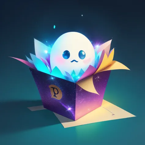 a glittery mini cartooned ghost face holding the letter A