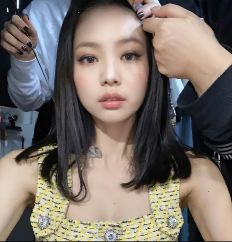 araffed woman getting her hair done by a hairdresser, sun yunjoo, blackpink jennie, jossi of blackpink, roseanne park of blackpink, heonhwa choe, popular south korean makeup, jaeyeon nam, taejune kim, park ji-min, lee ji - eun, lee ji-eun, portrait of joss...