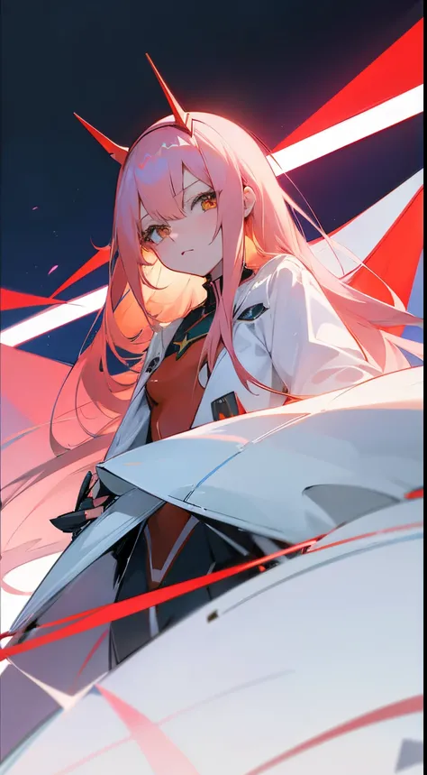 Anime art, Zero Two, Darling in the Franxx Anime, high res, ultrasharp, 8k, masterpiece, looking at viewer, 1girl, iphone wallpaper