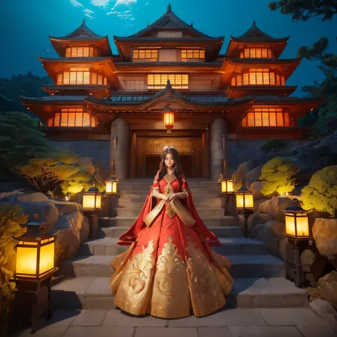 ((top-quality、masutepiece、8K、Top image quality、Highly complex and detailed depictions、super-fine、1 photo))、((One Princess、Please take a photo of the princess&#39;The upper part of the body、luxurious courtesan costume、Luxurious furisode、Luxurious hair ornam...