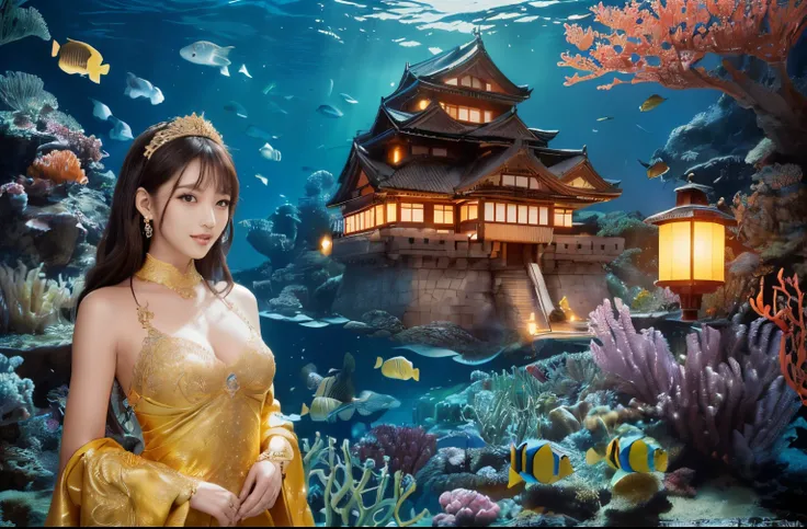 ((top-quality、masutepiece、8K、Top image quality、Highly complex and detailed depictions、very intricate、super-fine))、((One Little Mermaid、the most beautiful mermaid princess、mermaid princess swimming、Take a full body photo of the mermaid princess、Mermaids tai...