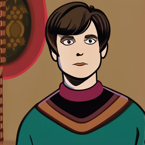 Woward is a man with a large nose, brown bowl cut, and wears turtlenecks,The Big Bang Theory,Woward is a man with a large nose, brown bowl cut, and wears turtlenecks,close up, face