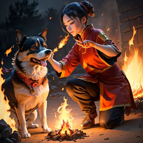 Fire bender with a fire dog