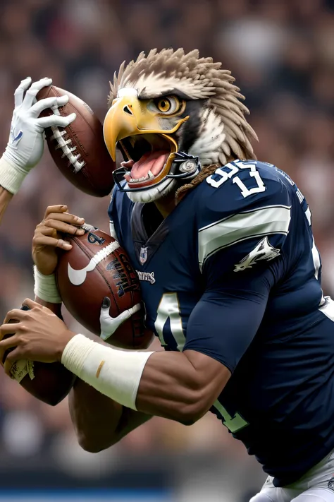 A monster eagle using its claws to rip apart Dak Prescott and eating him