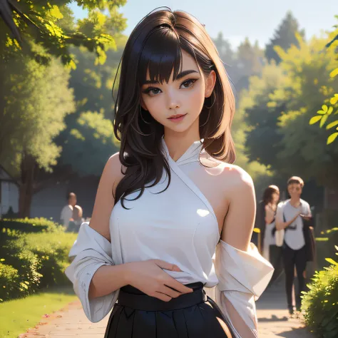 (Extremely detailed 8k wallpaper:2), (photo:2), (soigne Beautiful girl:2), (gives a lecture to friends:2), detailed (Face and eyes), (hyper realistic:1), (highly detailed:1), (epic realistic:1), rim light, (maximum details:1), cozy, (fullbody:1.3), (lookin...