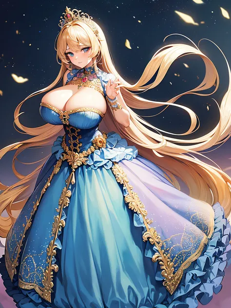 anime artstyle,Masterpiece,(Best Quality),(Super Detail),(Very Delicate and Beautiful),((Solo)),((full body portrait)),full body,full body portrait,(detailed face and eyes),jewel-like beautiful eyes,solo,((Embarrassed,anguish)),((1 princess in beautiful em...