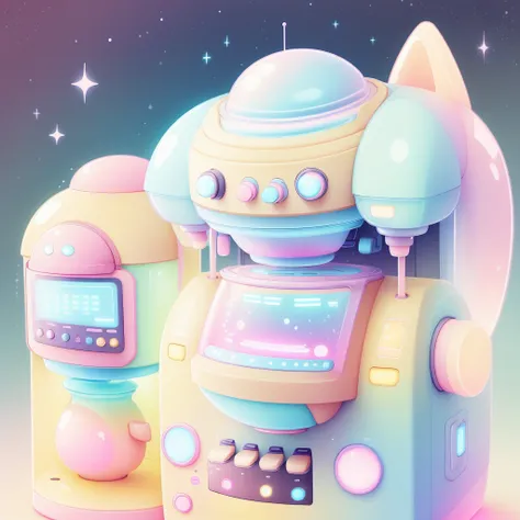 kawaiitech,pastel color, kawaii,  cute colors ,scifi,  
coffee machine , mug ,