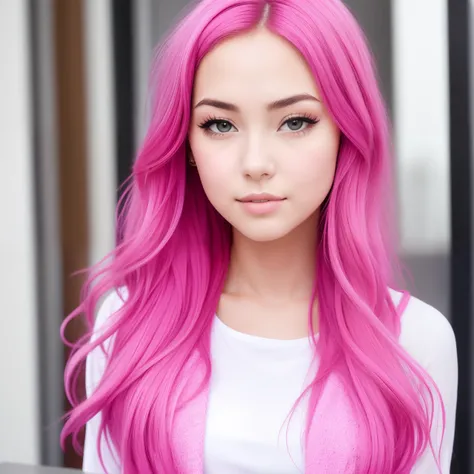 Girl who likes pink, fair skin, medium length