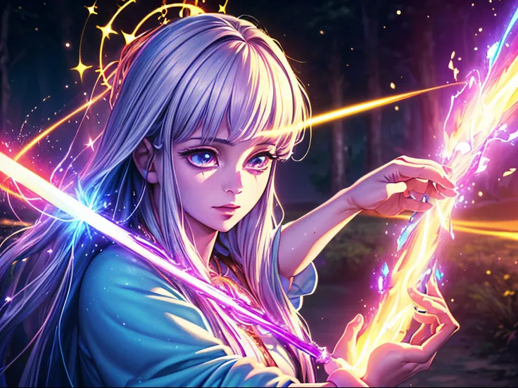 (best quality,4k,8k,highres,masterpiece:1.2),ultra-detailed,(realistic,photorealistic,photo-realistic:1.37),magic girl,wand,enchanted attack,sparkling eyes,long flowing hair,glowing magical symbols,mystical aura,vibrant colors,fantasy art,ethereal lighting