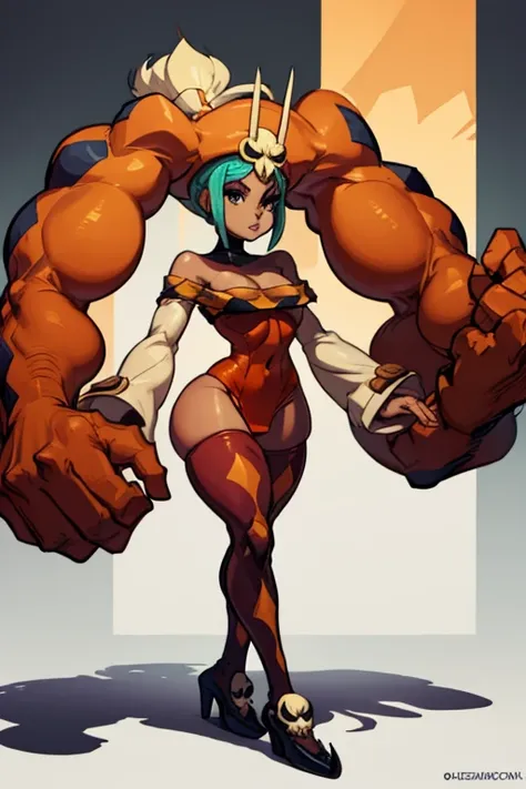 Personaje cerebella de skullgirl, con su ropa de caracteristica , full body size, cuerpo completo y zapatos, cuerpo sexy (NSFW)