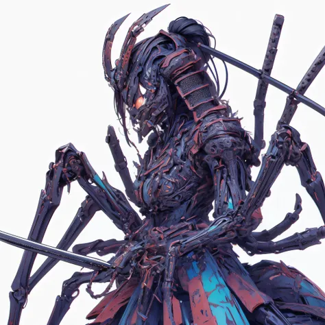 Samurai Girl. Armor fused with spider. Kunoichi. prepare your sword. Spider legs.